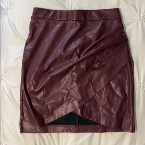 Burgundy Vegan Leather Dynamite High waist Skirt
